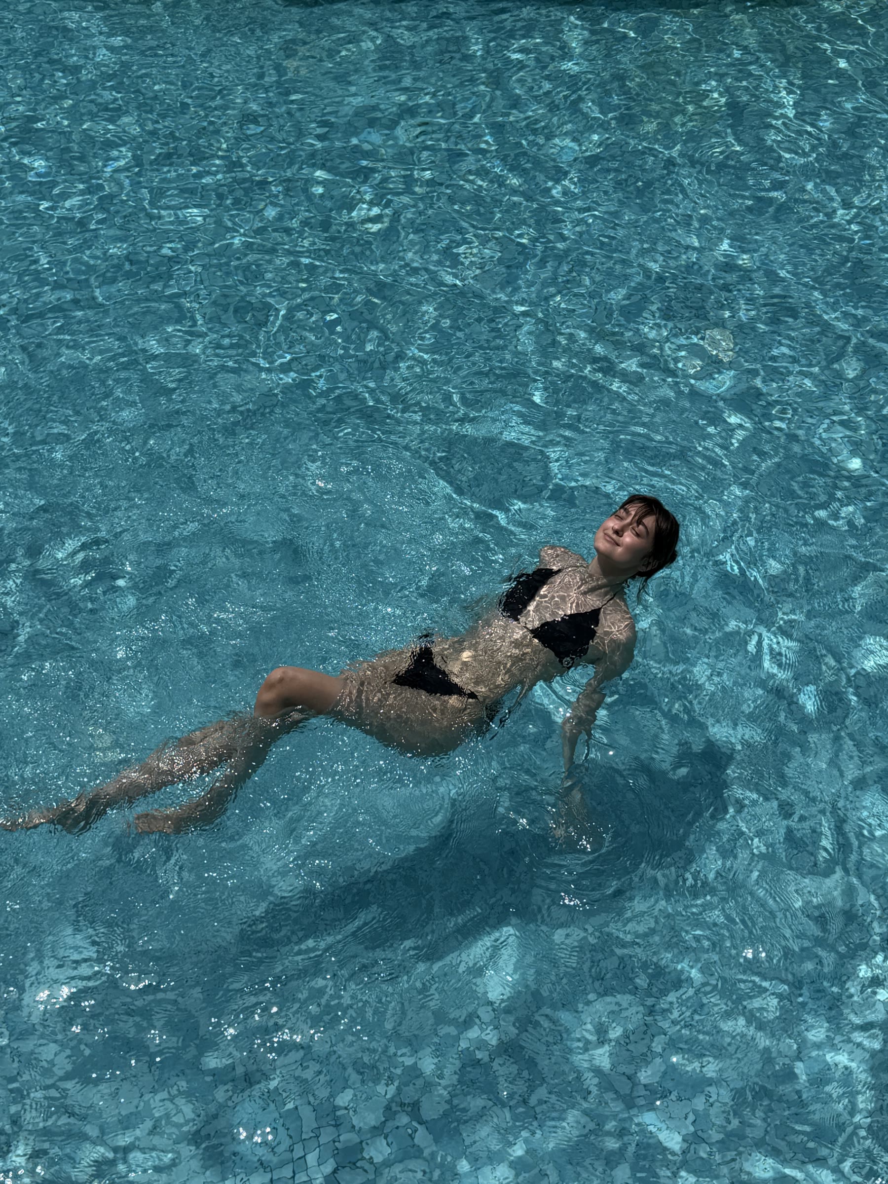 Floating peacefully in the blue water